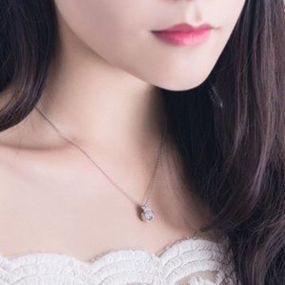 NEW 925 Sterling Silver Diamond Crown Necklace R